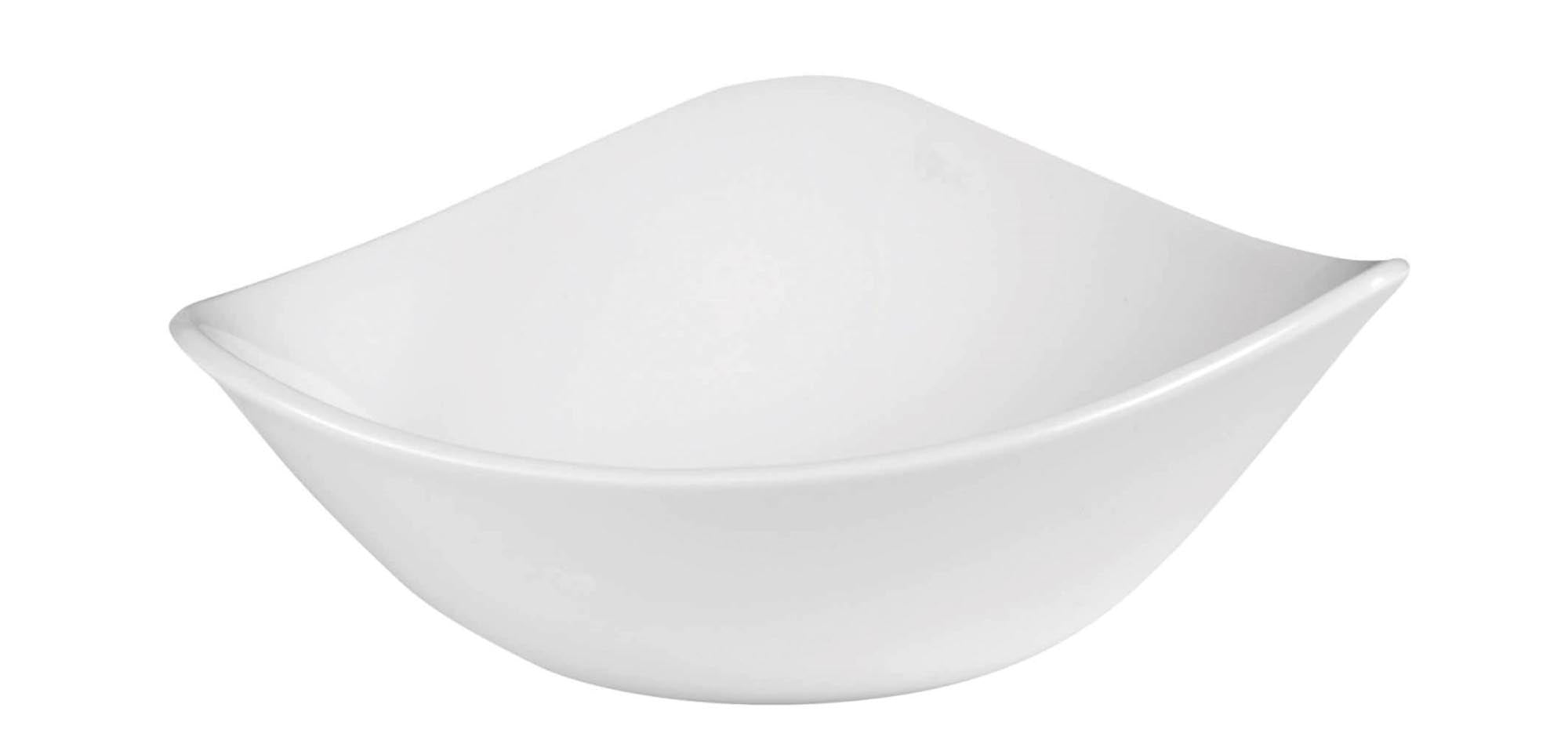 Elegante, dreieckige Porzellanschüssel (15,3 cm, 26 cl) von Churchill. Zeitloses Design, spülmaschinen- und mikrowellengeeignet.