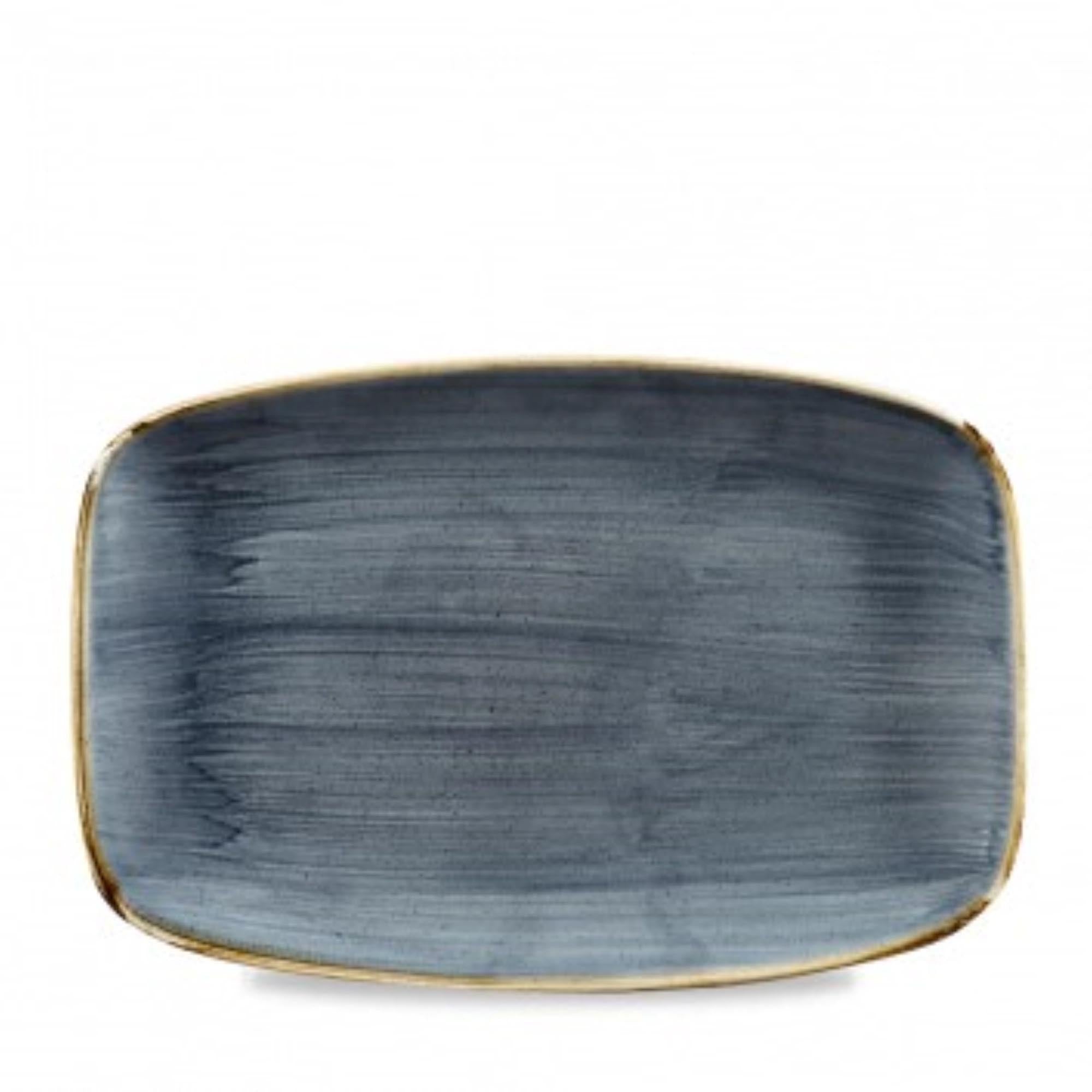 Elegante, blaue Porzellanplatte (35,5x24,5 cm) von Churchill, ideal für stilvolles Servieren von Speisen. Robust, kratzfest, spülmaschinengeeignet.