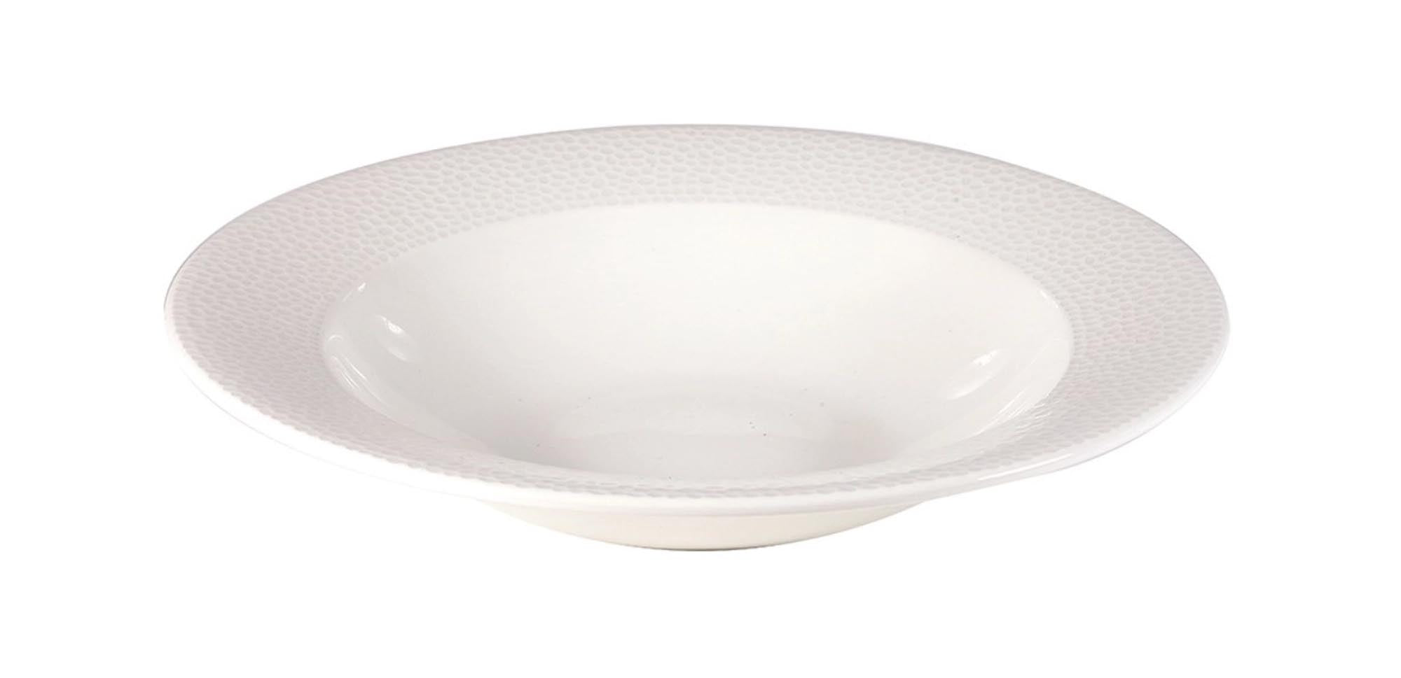 Eleganter, tiefer Teller (24,9 cm) aus robustem Porzellan, ideal für Suppen, Pasta und Salate. Mikrowellen- und spülmaschinenfest.