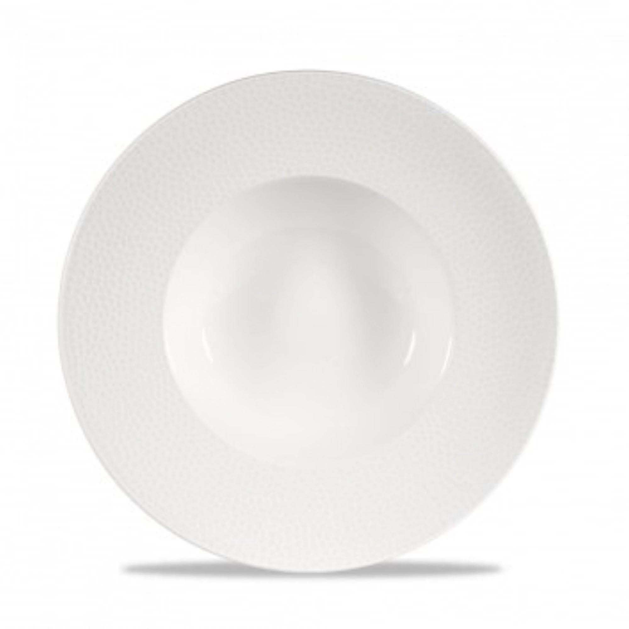 Eleganter, tiefer Porzellanteller von Churchill, ideal für Suppen und Eintöpfe. Hitzebeständig, kratzfest, spülmaschinenfest.