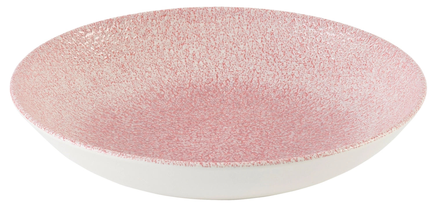 Eleganter tiefen Teller mit sanftem pinken Quarz-Design, perfekt für stilvolle Anlässe und geschmackvolle Tischarrangements.