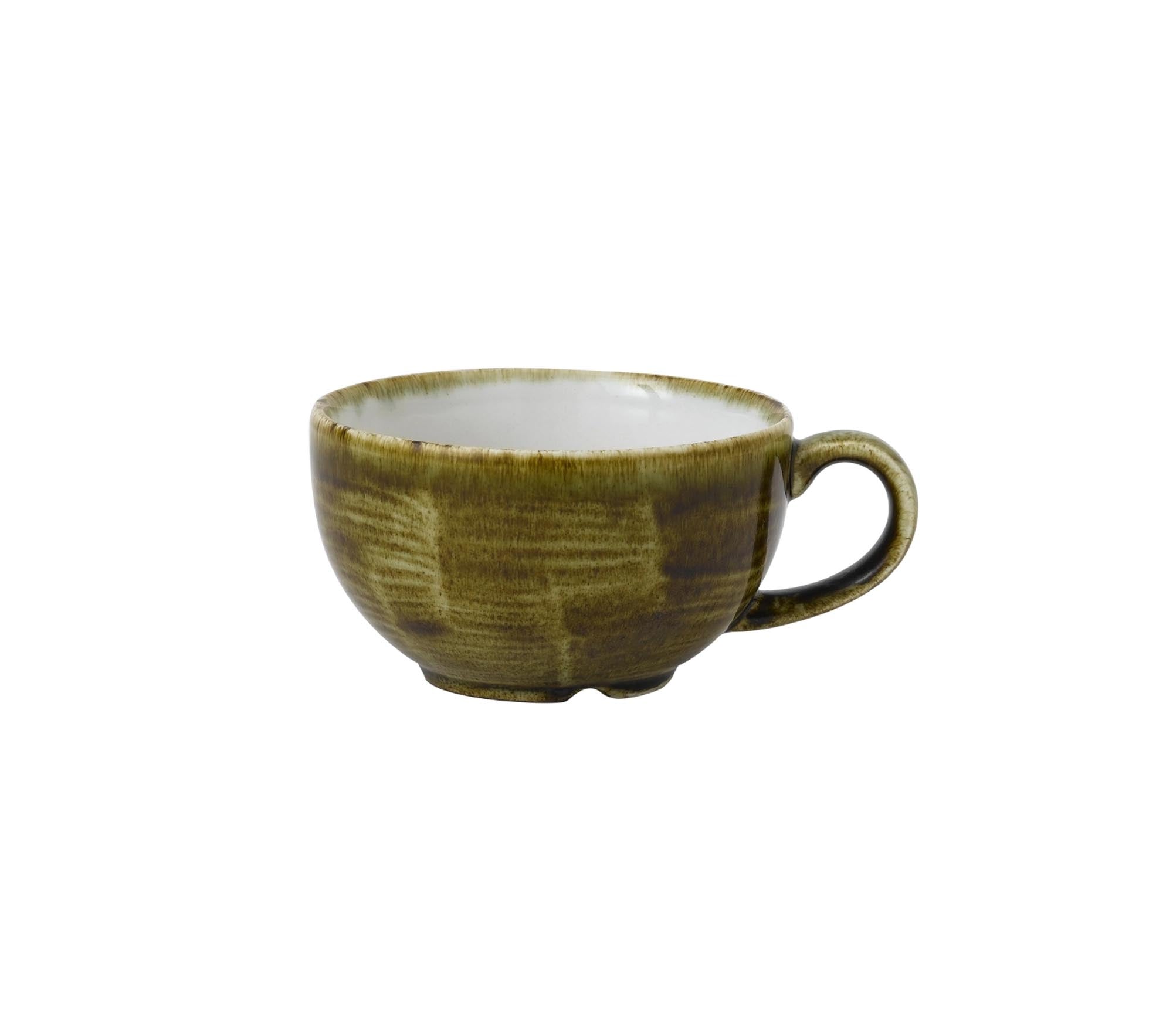 Elegante Stonecast Plume Olive Tasse aus Porzellan, 22.7cl, olivgrün, spülmaschinenfest, ideal für Kaffee und Tee.