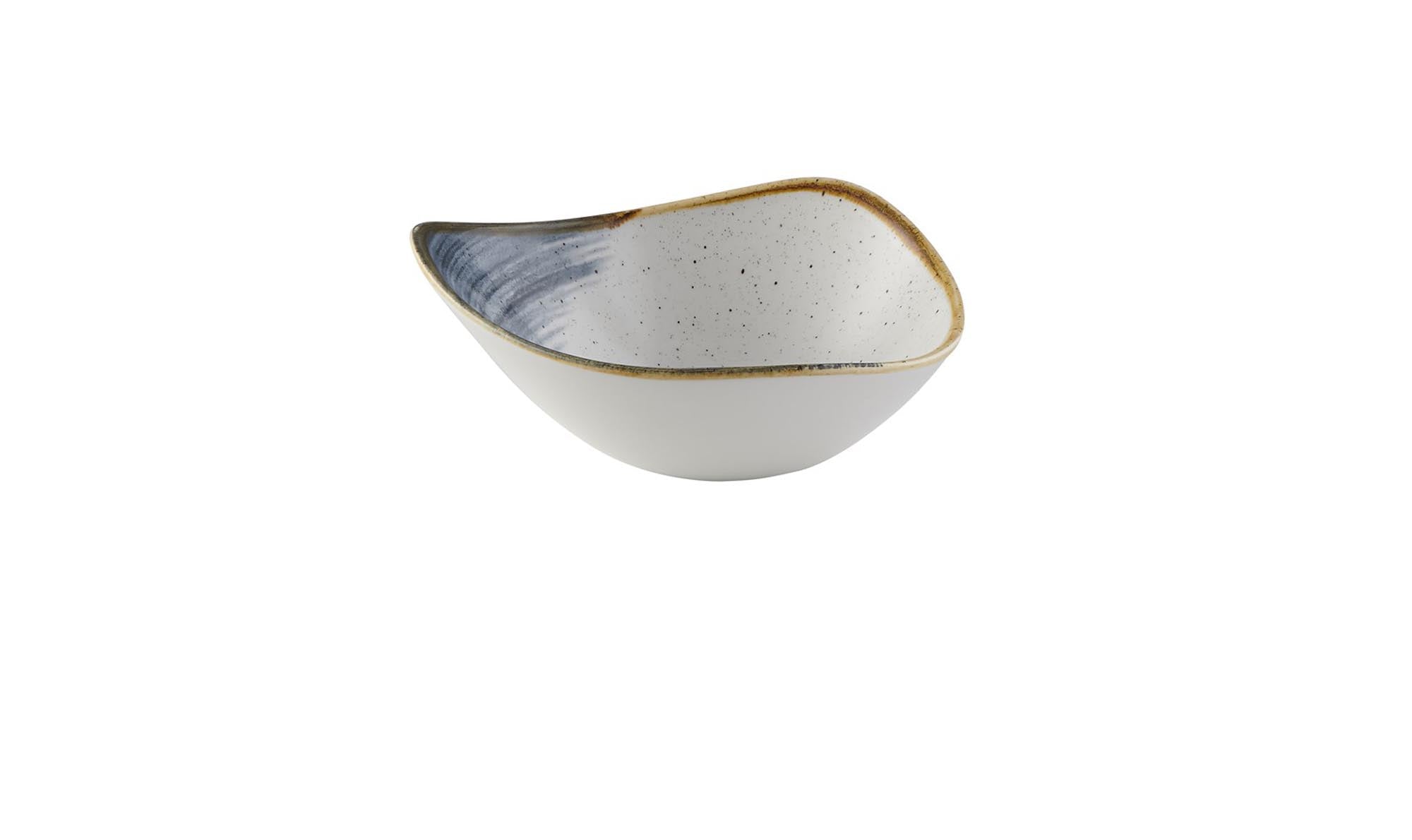 Stilvoller, tiefer Triangel Teller aus hochwertigem Steingut mit einzigartigem Blueberry-Design. Perfekt für kreative Gerichte und leicht zu reinigen.