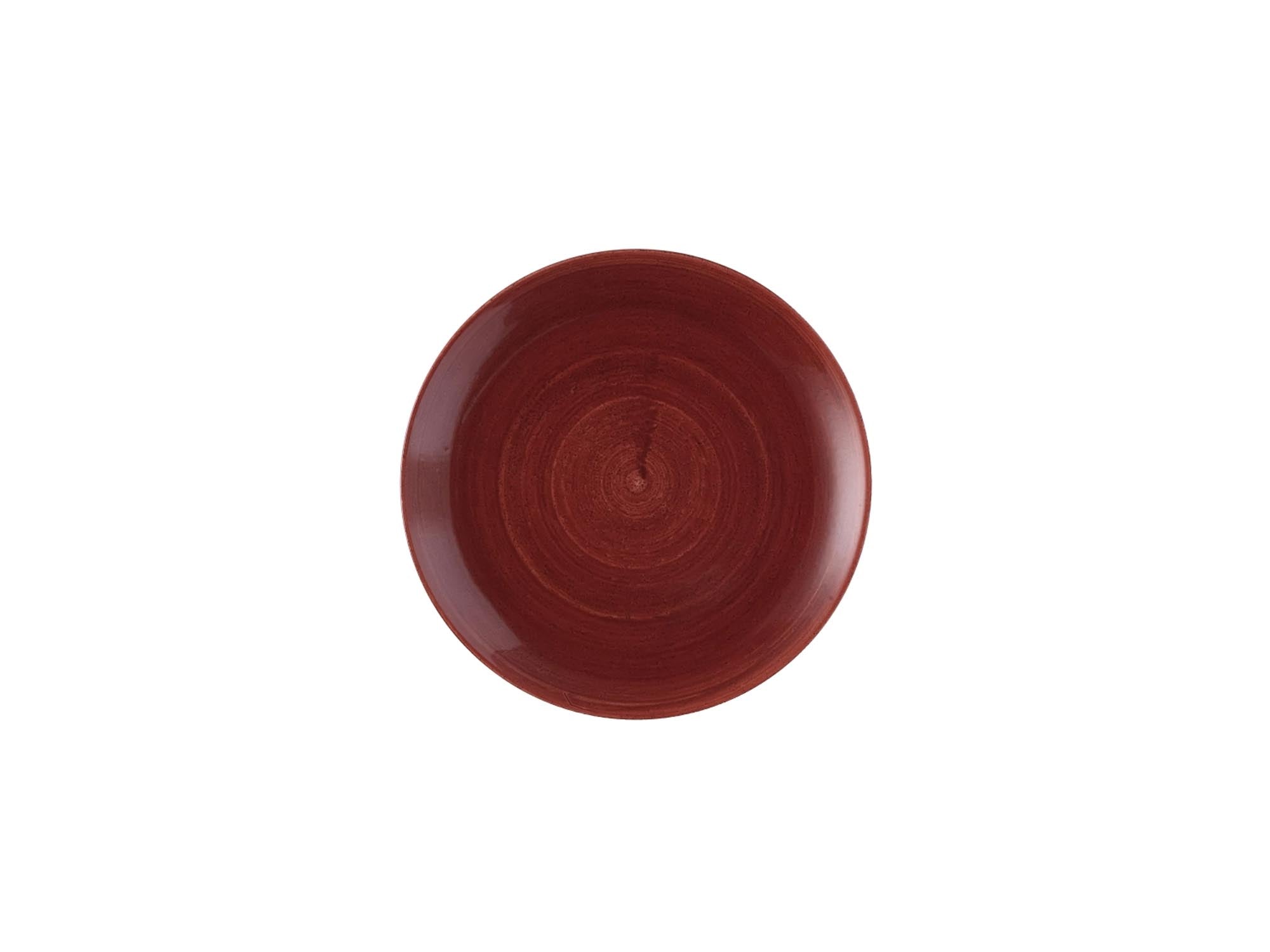 Entdecken Sie die Stonecast Patina Red Rust Coupe Teller von Churchill. Hochwertiges Porzellan, einzigartiges Design, ideal für Gastronomie und stilvolle Anlässe.