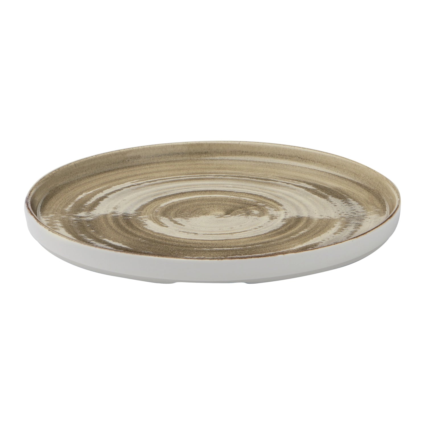 Eleganter Walled Teller in Antique Taupe von Stonecast, 26 cm, perfekt für ansprechende Präsentationen und festliche Anlässe.