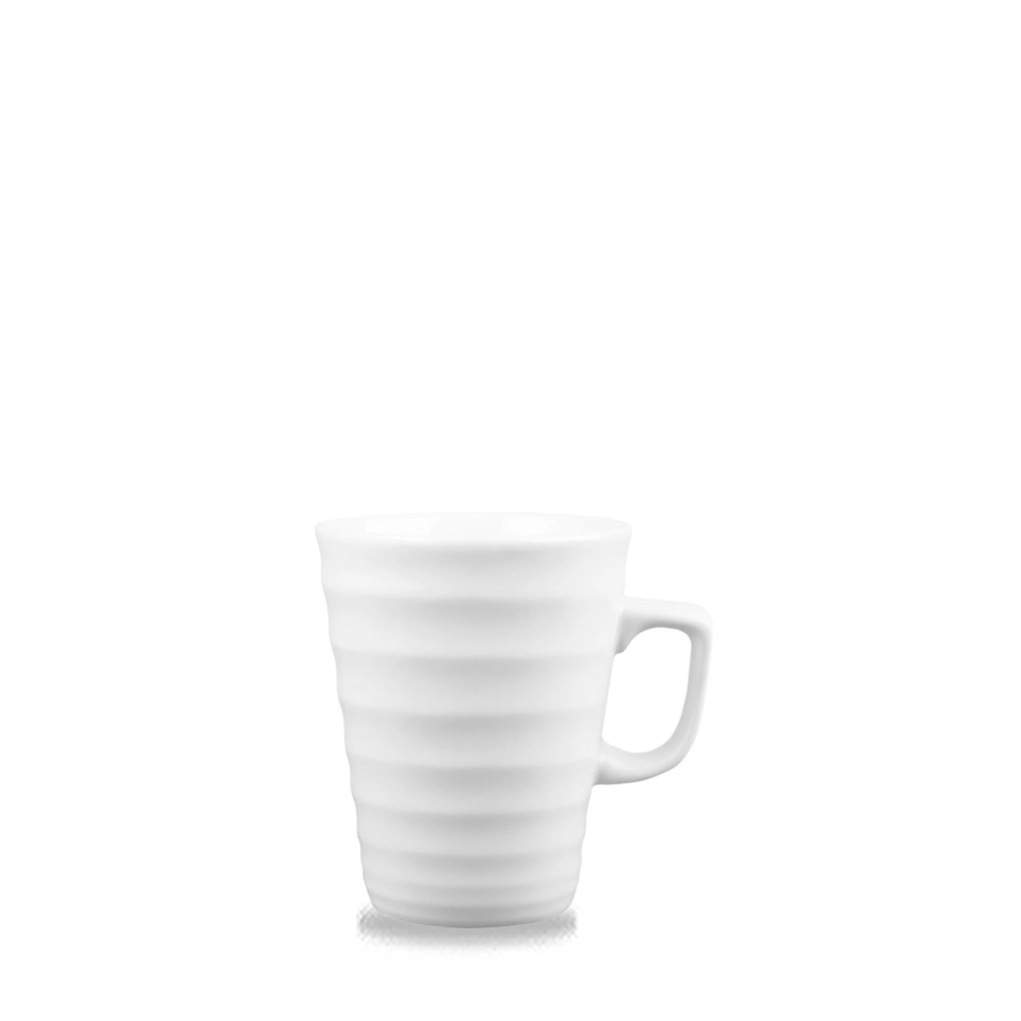 Eleganter, hitzebeständiger Latte Becher aus Glas, 34cl, 11cm hoch, mit Ripple-Oberfläche, spülmaschinenfest, ideal für stilvollen Kaffeegenuss.