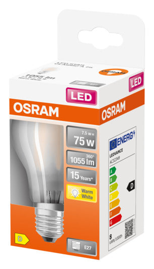 Entdecken Sie die OSRAM LED-Lampe Retrofit Star Classic A E27 7.5W mit 1055lm. Energieeffizient, sofort hell und umweltfreundlich – ideal für jeden Raum!