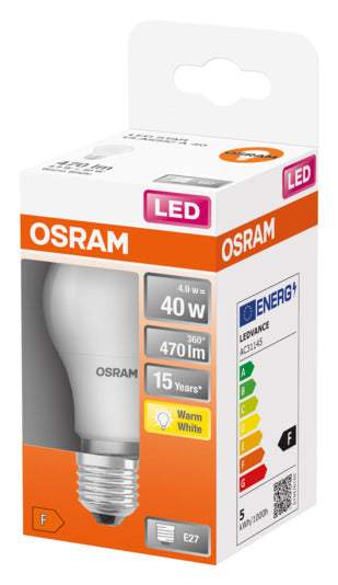 Entdecken Sie die OSRAM LED-Lampe Star Classic A E27 5.5W 470lm in warmweiß. Energieeffizient, sofort hell und ideal für jeden Raum!