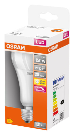 Energieeffiziente OSRAM LED-Lampe Superstar Classic A E27, 21W, 2452lm. Sofort hell, umweltfreundlich, ideal für jeden Raum.