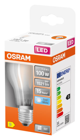Entdecken Sie die OSRAM LED-Lampe Retrofit Star Classic A E27 10.0W 1521lm in frosted Cool White – energieeffizient, sofort hell und ideal für jeden Raum!