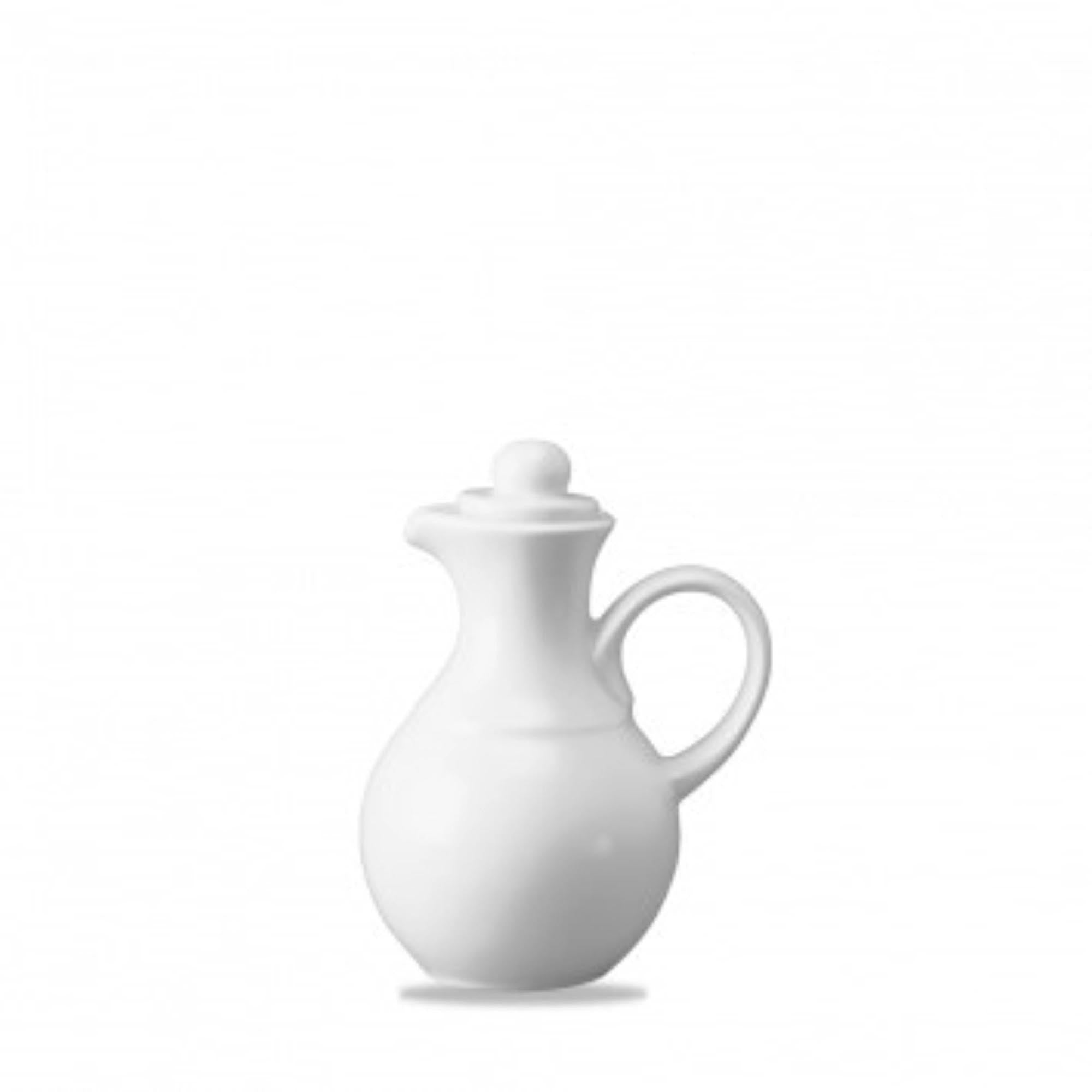 Stilvolle 16cl Öl/Essig Flasche aus Porzellan, 13cm hoch, von Churchill. Elegantes Weiss, präzise Dosierung, ideal für Küche & Tisch.