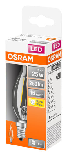 Energieeffiziente OSRAM LED-Lampe E14 mit 250lm, warmweißem Licht und sofortiger Helligkeit. Ideal für stilvolle Beleuchtung in jedem Raum.