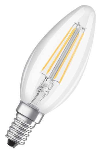 OSRAM LED-Lampe Retrofit Star Classic B E14 4.0W 470lm clear Warm White in präsentiert im Onlineshop von KAQTU Design AG. Leuchtmittel ist von OSRAM