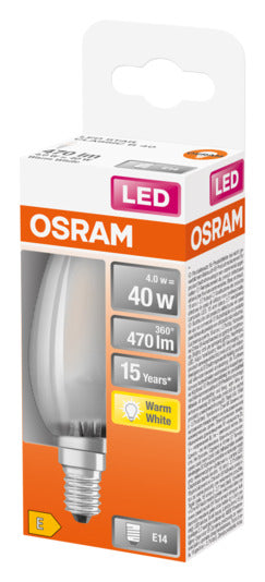 Entdecken Sie die OSRAM LED-Lampe Retrofit Star Classic B E14 4.0W mit 470lm in warmweiß. Ideal für energieeffiziente Beleuchtung und sofortige Helligkeit.