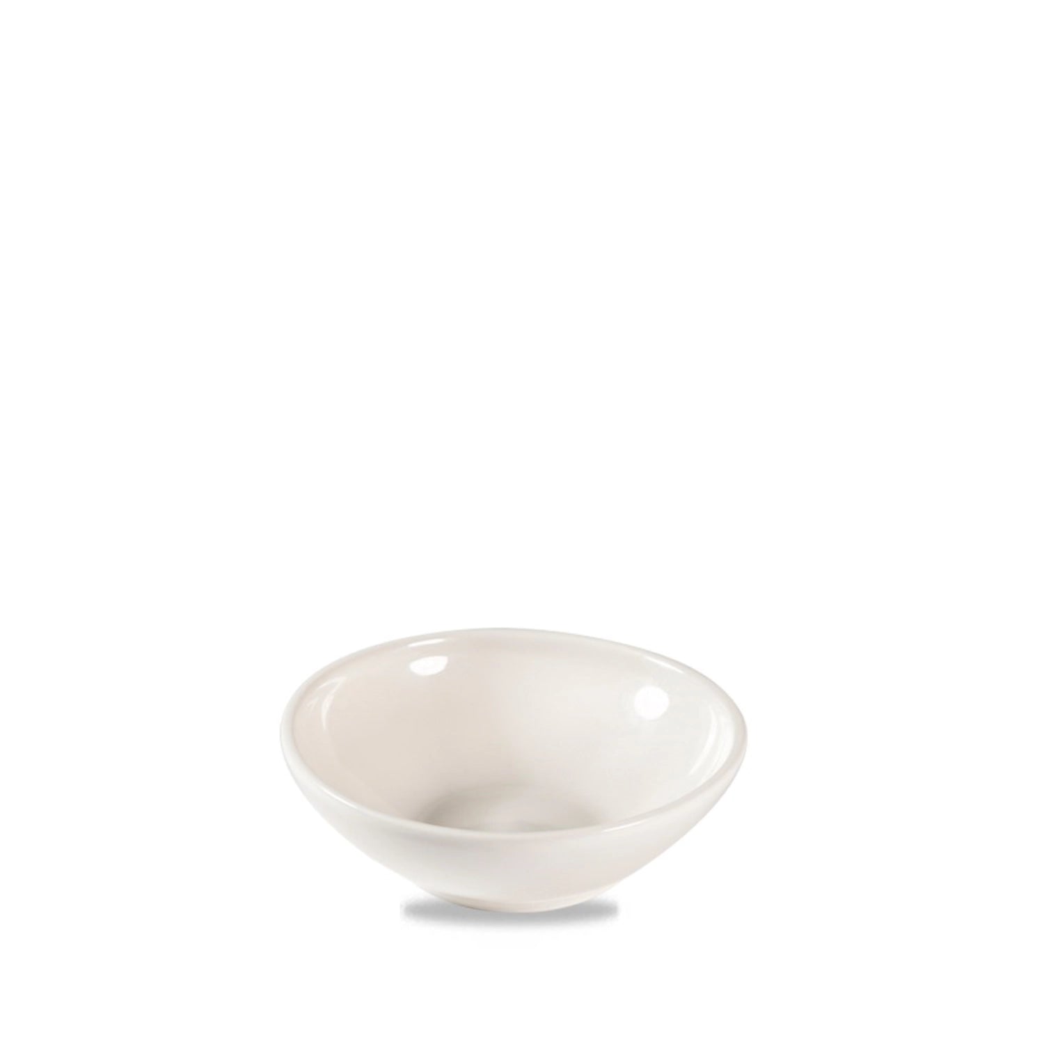 Flache, elegante Schale von Churchill in Weiß, 13 cm Durchmesser, perfekt für Desserts, Dips oder kleine Portionen.