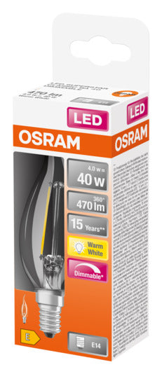 Entdecken Sie die OSRAM LED-Lampe Retrofit Superstar Classic BA E14 5.0W mit 470lm, dimmbar und warmweiß. Ideal für stilvolle, energieeffiziente Beleuchtung.