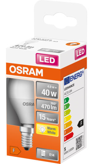 Entdecken Sie die OSRAM LED-Lampe Star Classic P E14 5.5W 470lm in warmweiß. Ideal für energieeffiziente Beleuchtung ohne Aufwärmzeit.