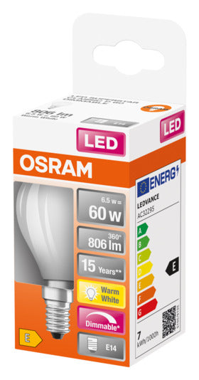 Entdecken Sie die OSRAM LED-Lampe Retrofit Superstar Classic B E14 6.5W 806lm in warmweiß. Energieeffizient, sofort hell und ideal für jede E14-Fassung.