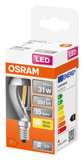 Energieeffiziente OSRAM LED-Lampe E14 4.0W, 350lm, warmweißes Licht, lange Lebensdauer, ideal für Wohnräume und Büros.