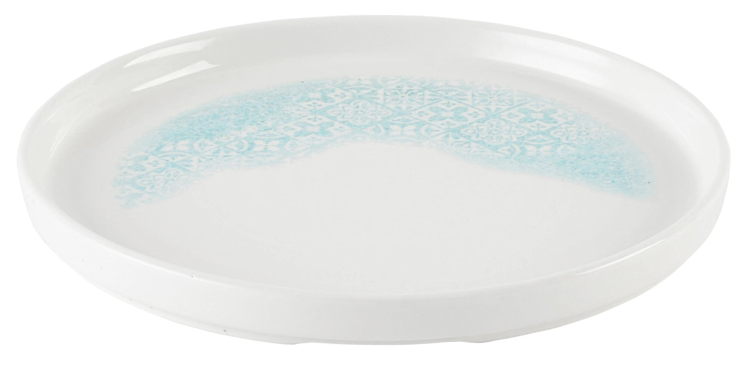 Erleben Sie den V.P. Med Tiles Aquamarine Chefs Walled Teller (21 cm) von Churchill – ein elegantes, langlebiges Porzellanstück für kreative Gerichte.