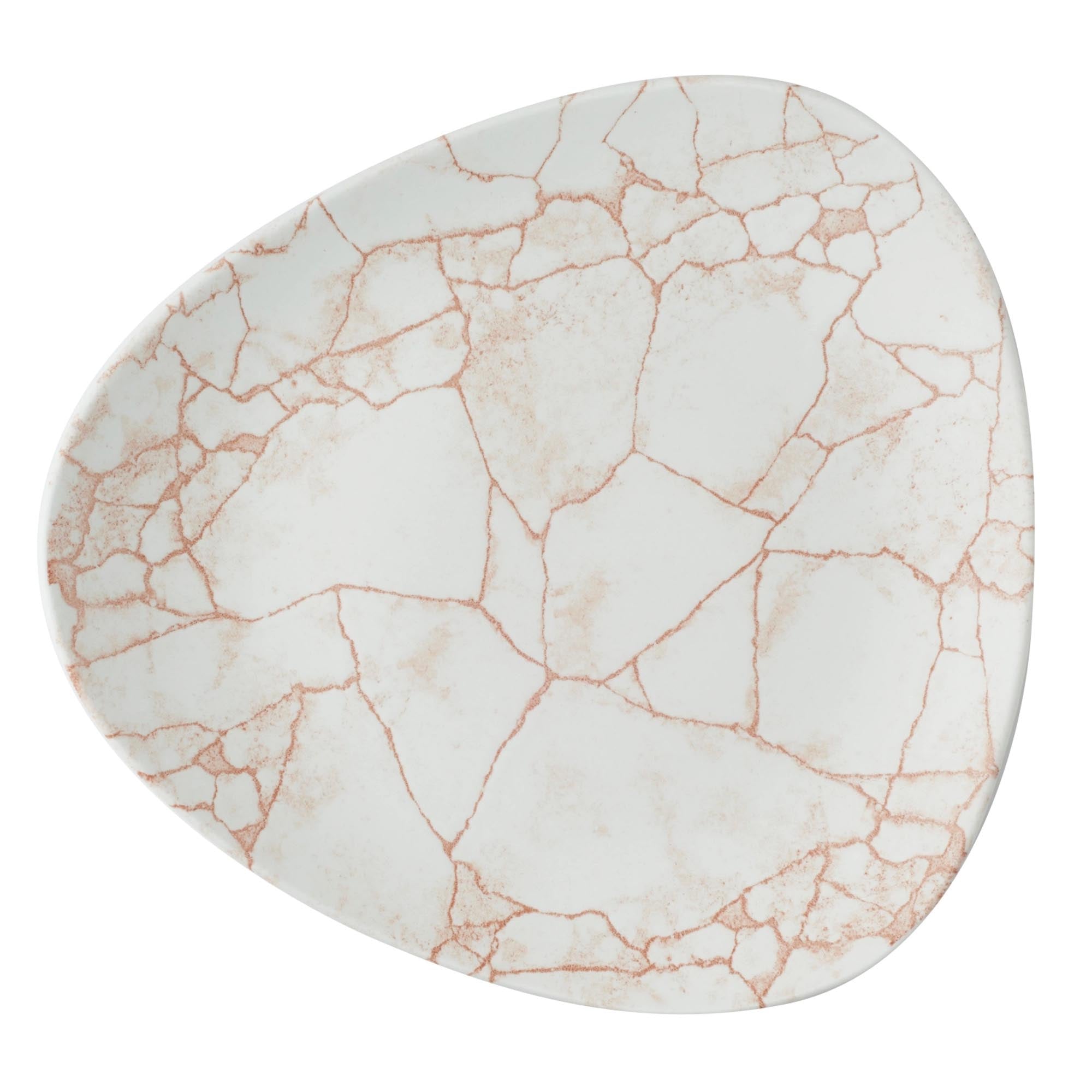 Eleganter Kintsugi-Teller aus Porzellan, 19,2 cm, mit Koralltönen und goldenen Akzenten, ideal für Vorspeisen.