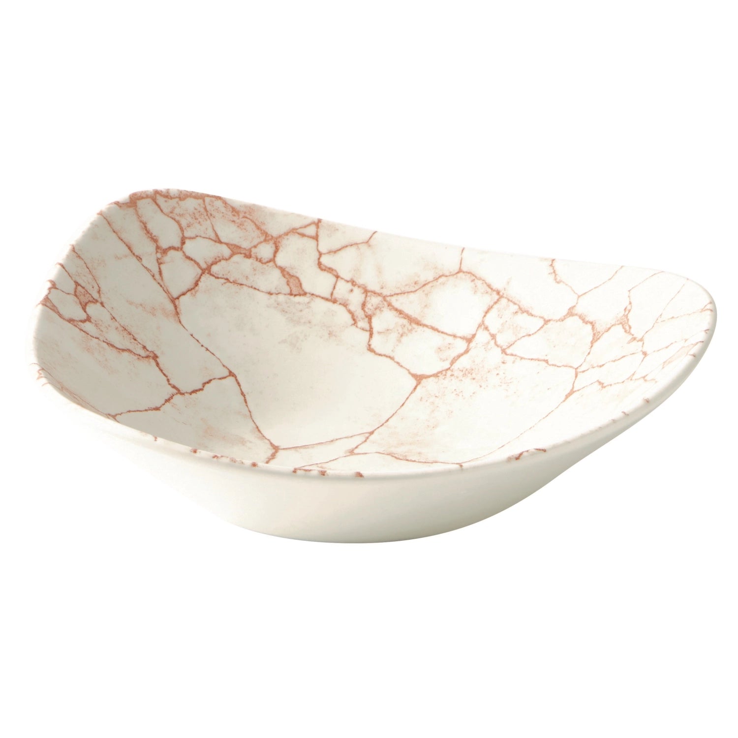 Eleganter S.P. Kintsugi Coral Teller in Triangel-Form (18.5 cm), verziert mit kunstvollem Kintsugi-Design, perfekt für stilvolle Anlässe.