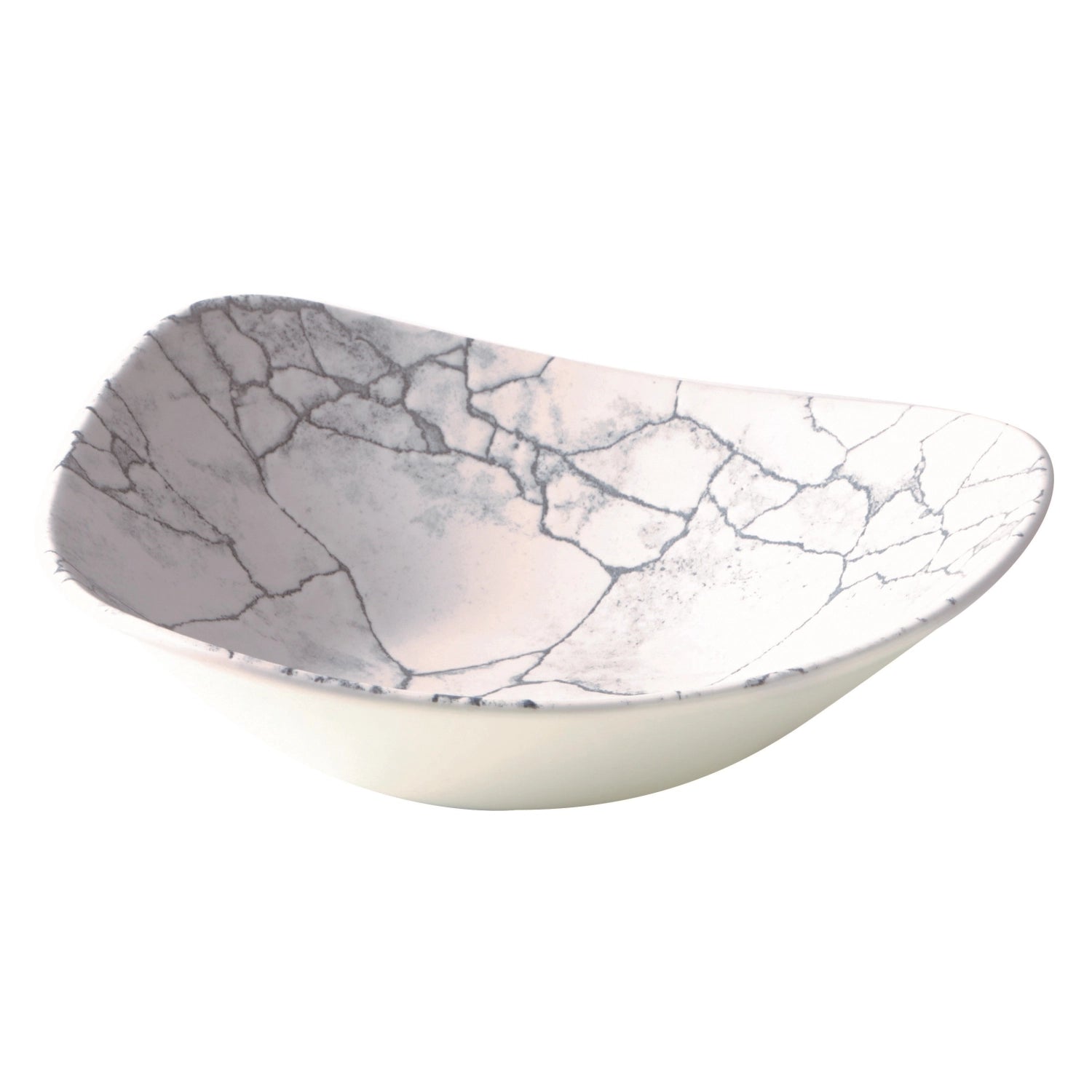 Moderner, tiefen Triangel Teller in Perl-Grau von S.P. Kintsugi, 23.5 cm, perfekt für kreative Anrichte und festliche Gelegenheiten.