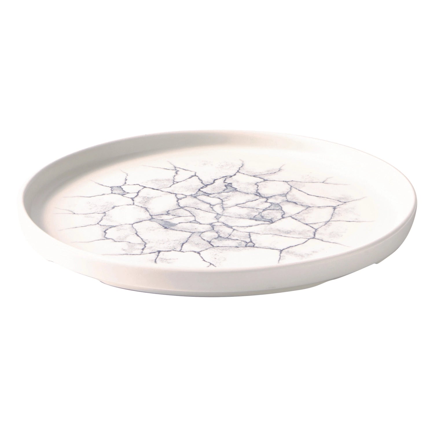 Erleben Sie den S.P. Kintsugi Pearl Grey Walled Teller: zeitloses Design, 26 cm Durchmesser, einzigartig und pflegeleicht – perfekt für jeden Tisch.