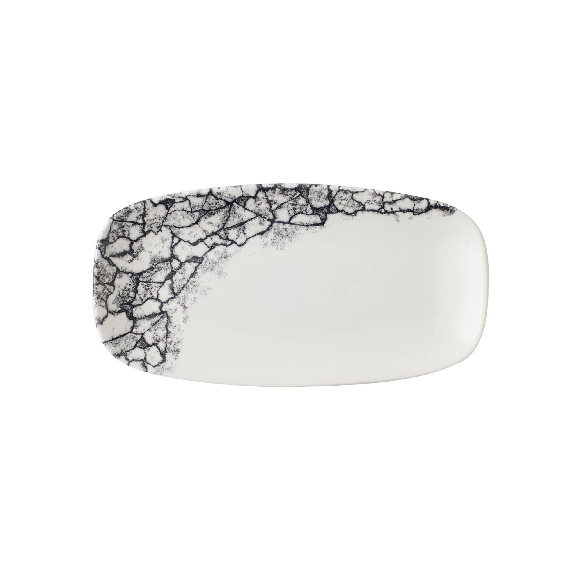 Elegante Porzellanplatte 29.8x15.3 cm, inspiriert von Kintsugi, ideal für stilvolle Präsentationen. Langlebig, hitzebeständig, leicht zu reinigen.