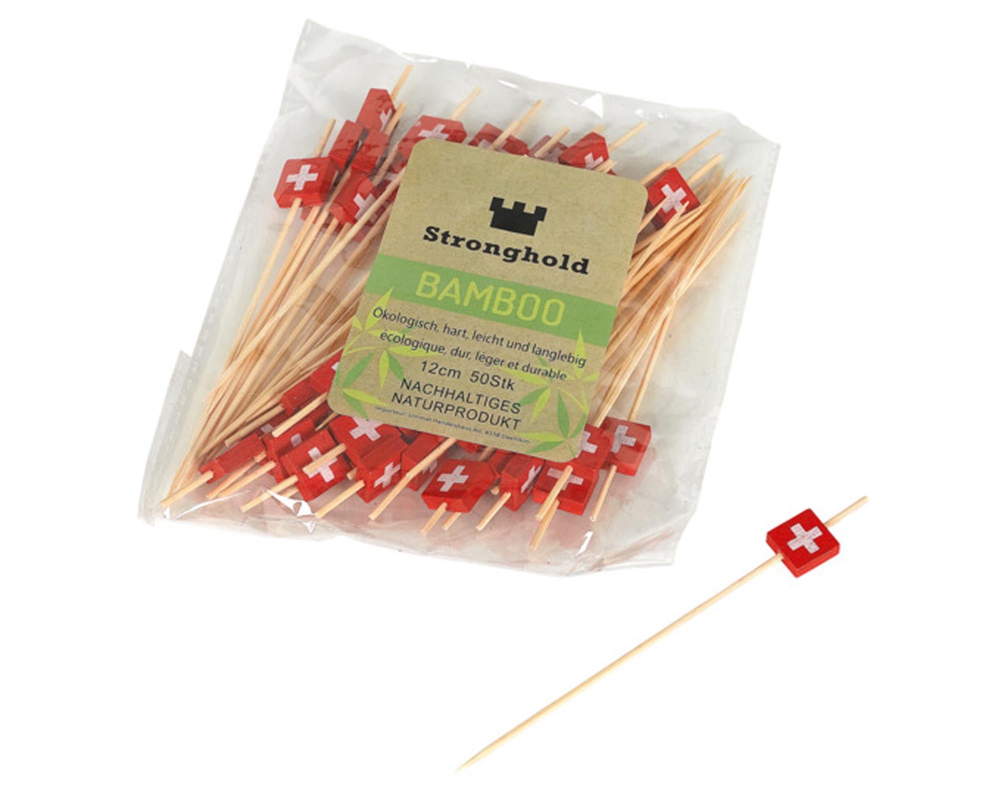 Entdecken Sie die STRONGHOLD Deko-Picker CH-Kreuz (50 Stück, 12 cm) für stilvolle Präsentationen von Fingerfood und Snacks. Ideal für Feiern und Gastronomie!