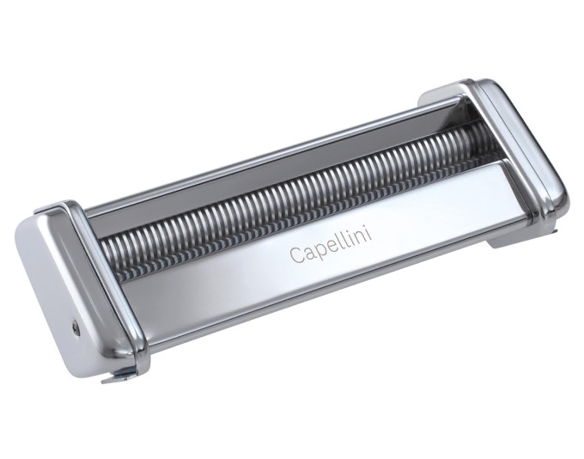 Entdecken Sie das MARCATO Capellini Zusatzgerät für perfekte, hausgemachte Capellini-Nudeln. Hochwertiger Edelstahl, einfache Reinigung, vielseitig einsetzbar!