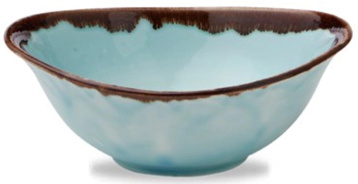 Stilvolle, tief ovale Schüssel in lebhaftem Türkis, 19.9x16.8cm, perfekt für kreative Anrichte und ansprechende Tischdekoration.