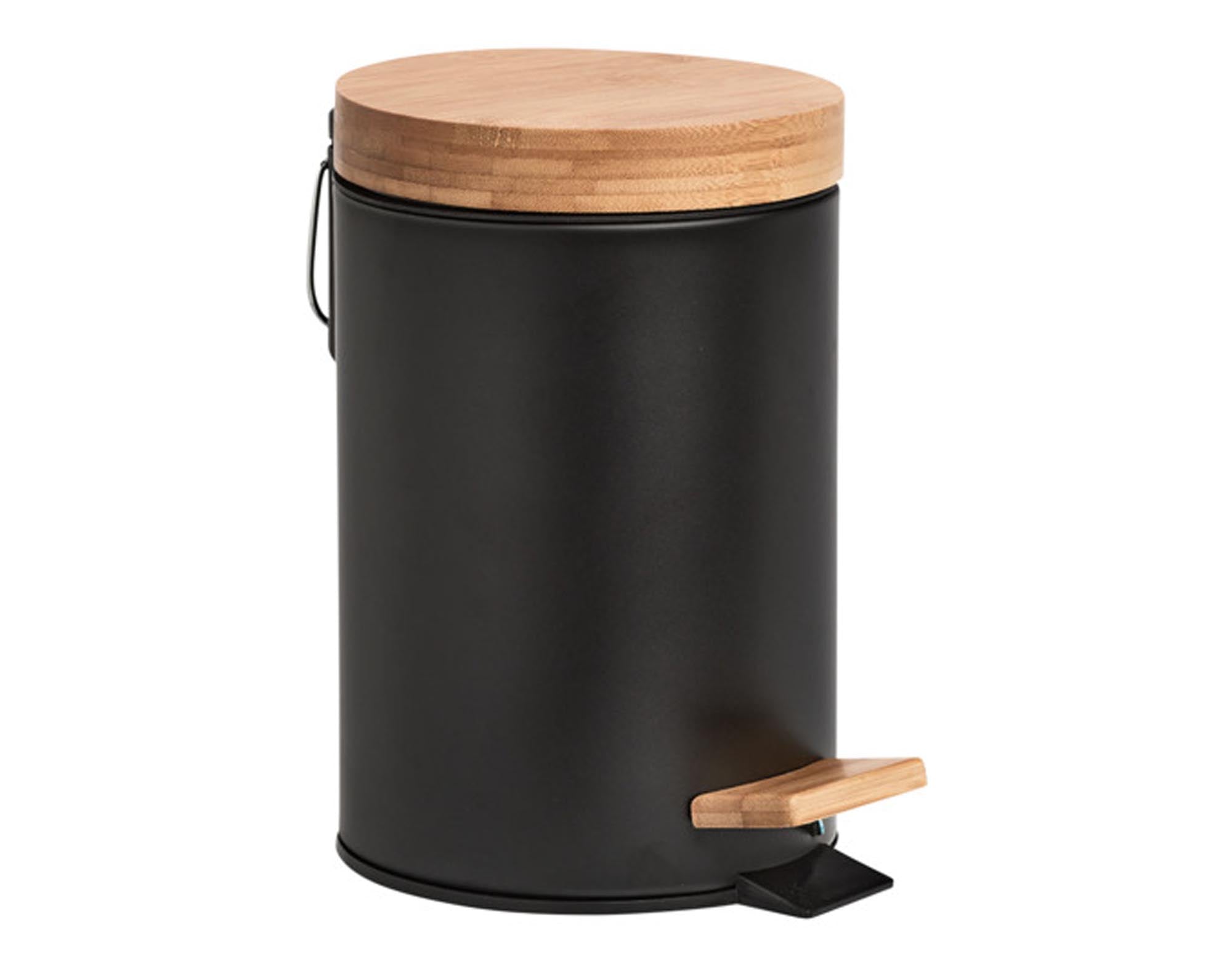Entdecken Sie den ZELLER Treteimer Bamboo Metall in Schwarz (3 l, Ø 16,8 cm) – stilvoll, funktional und ideal für Badezimmer, Büros und Küchen.