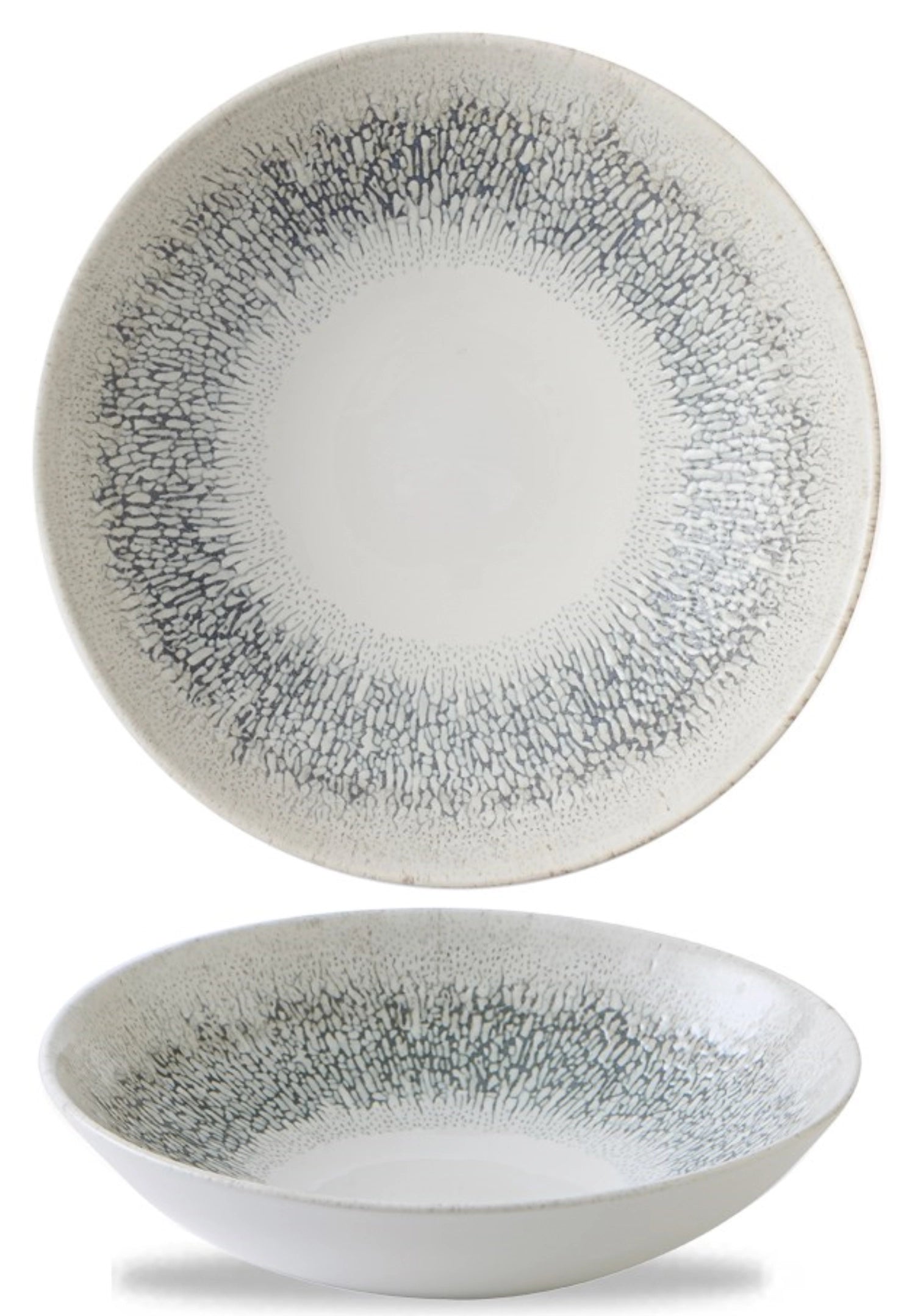 Entdecken Sie den Fusion Agate Grey Coupe Teller tief (18.2 cm) von Churchill. Hochwertiges Porzellan, elegant und kratzfest – ideal für Suppen und Eintöpfe.