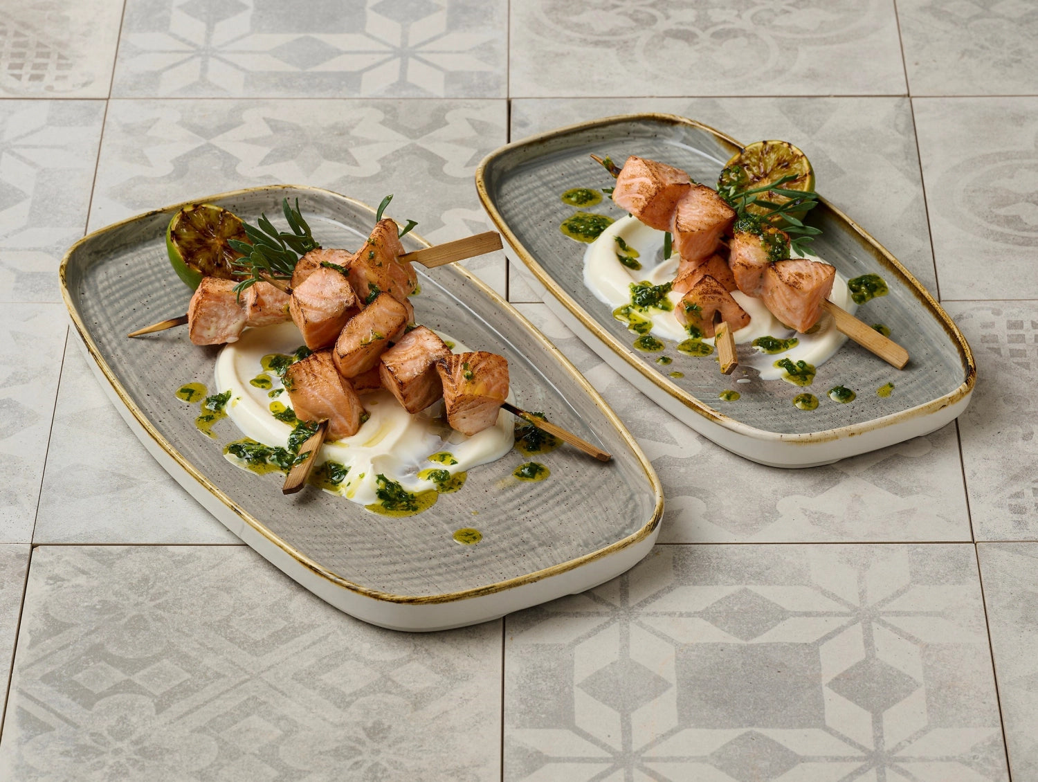 Stonecast Chef Walled Oblong Platter Peppercorn Gray 35x18.5c