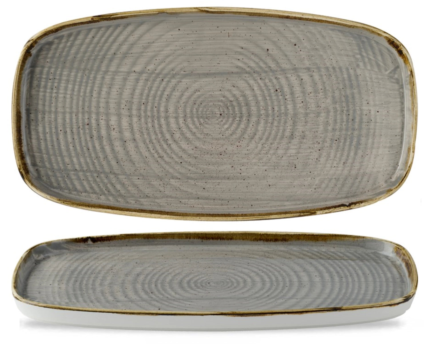 Stonecast Chef Walled Oblong Platter Peppercorn Gray 30x15.4c