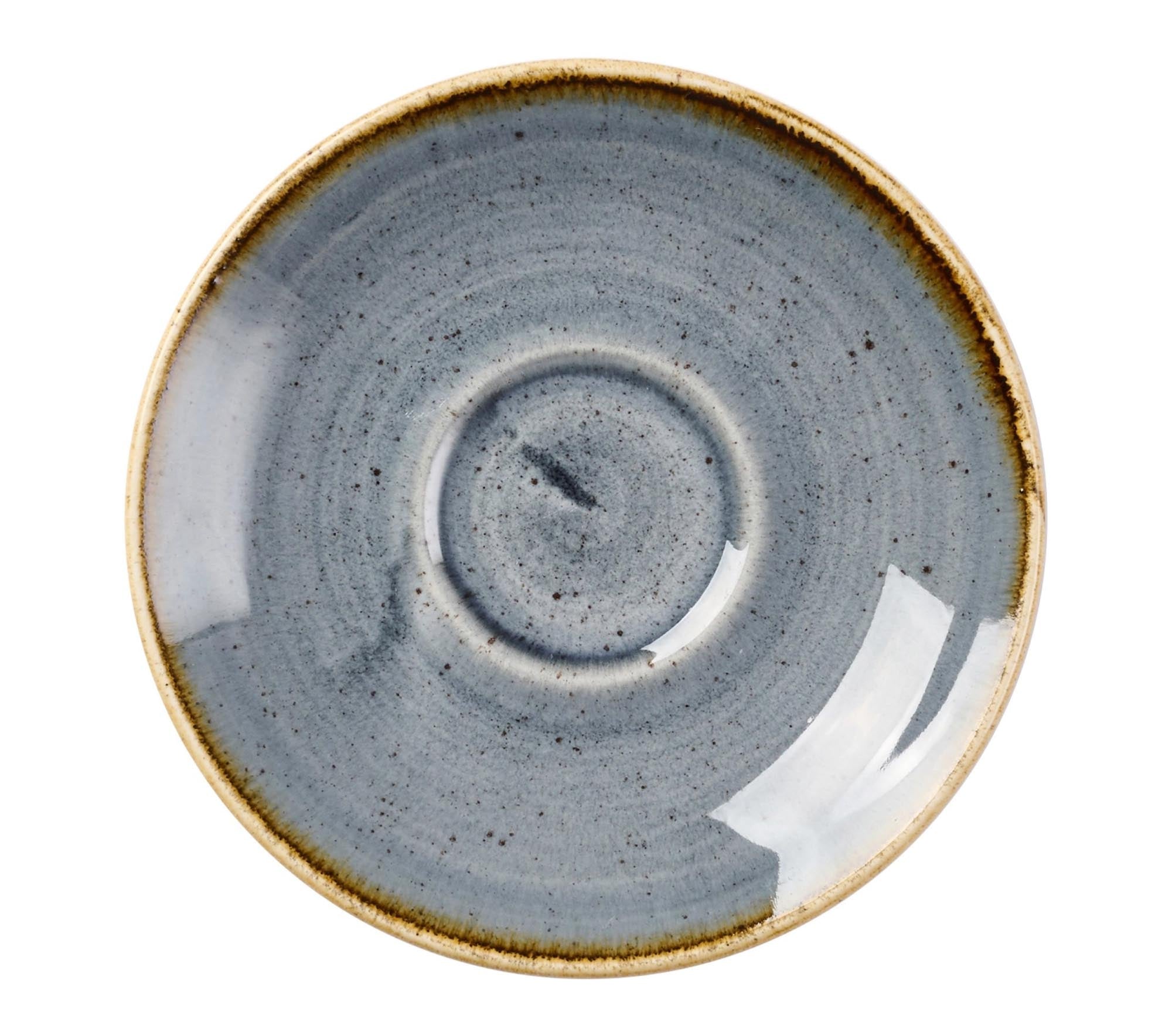 Entdecken Sie die Stonecast Beverage Blueberry Espresso Untertasse von Churchill. Hochwertiges Porzellan, elegante Farbe, ideal für Kaffeeliebhaber.