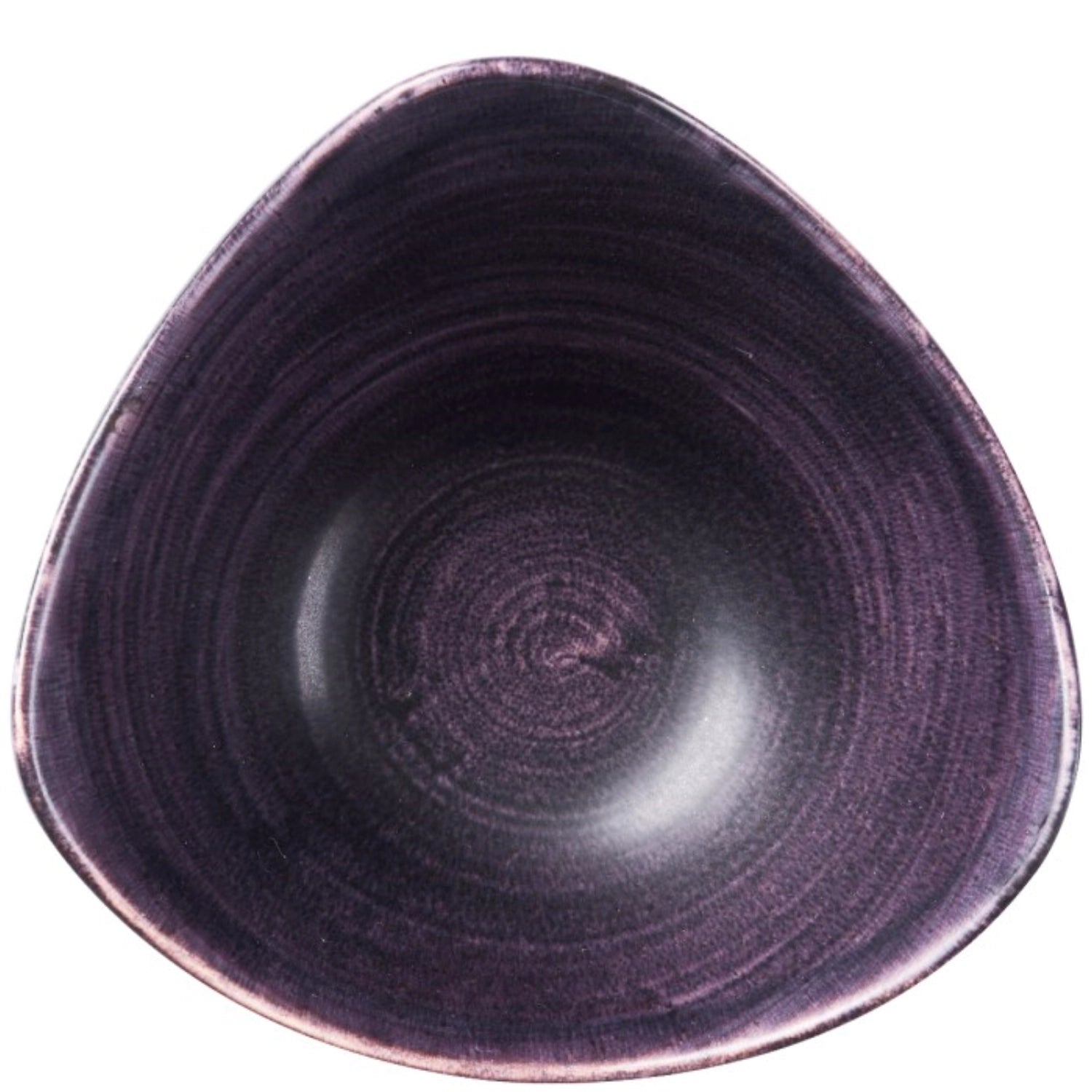 Elegante Stonecast Patina Triangel-Schüssel in tiefem Purpur, ideal für kreative Servierideen und besondere Anlässe.