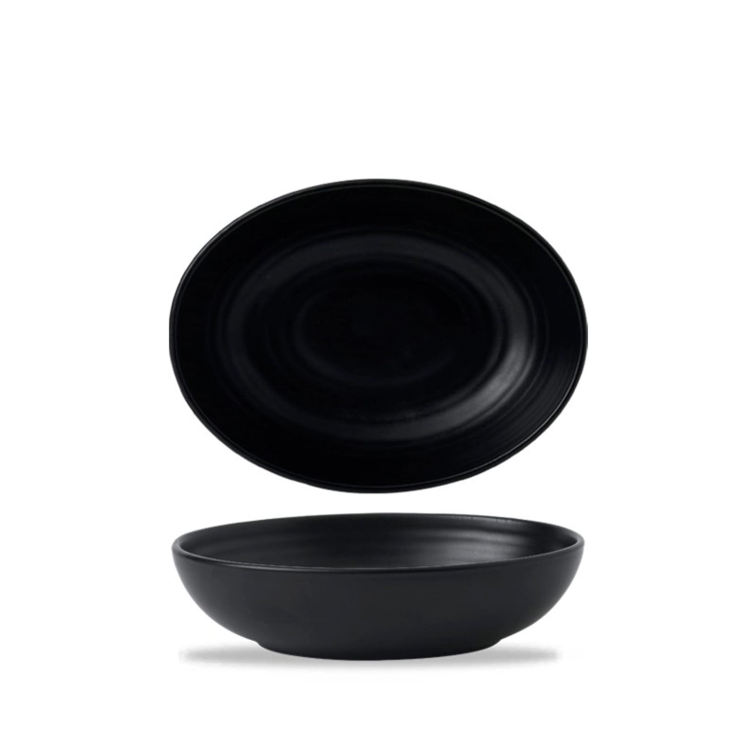 Evo Jet Teller Tief Oval von Churchill, 26.7x19.7cm, stilvolles Design, perfekt für kreative Anrichte und ansprechende Tischdekoration.