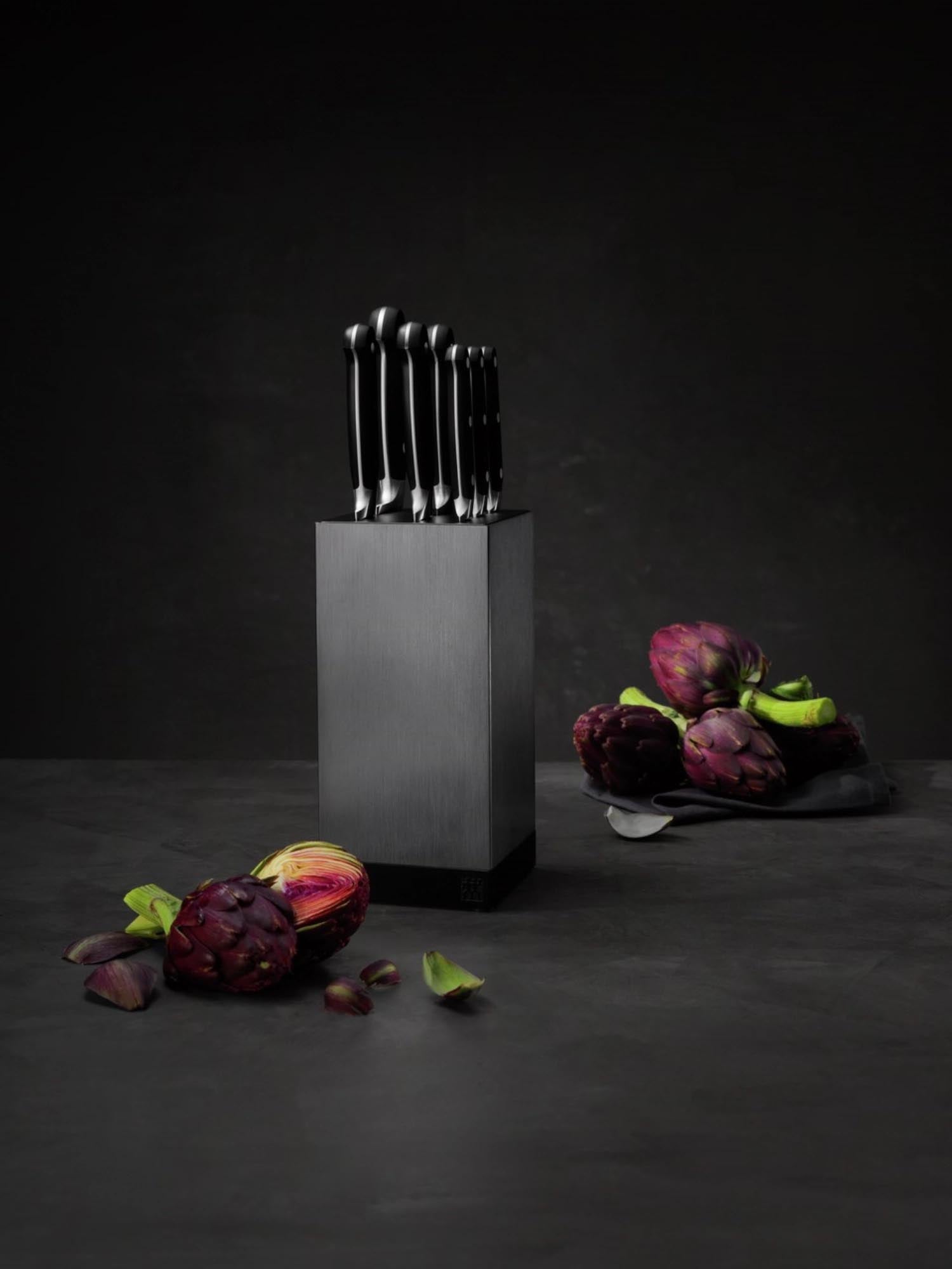 Moderner ZWILLING Messerblock aus Aluminium, 25x12x12 cm, leer.