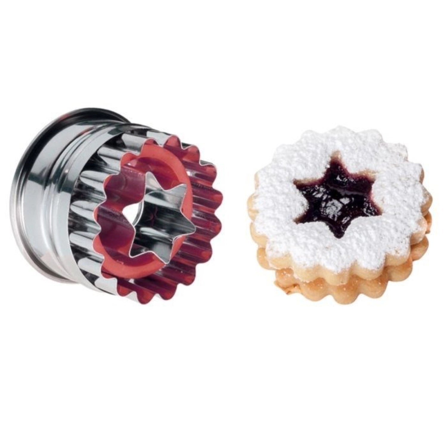 Sternförmiger Linzer-Ausstecher von Westmark, 5 cm, aus robustem Material, ideal für kreative Plätzchen und festliche Backprojekte.