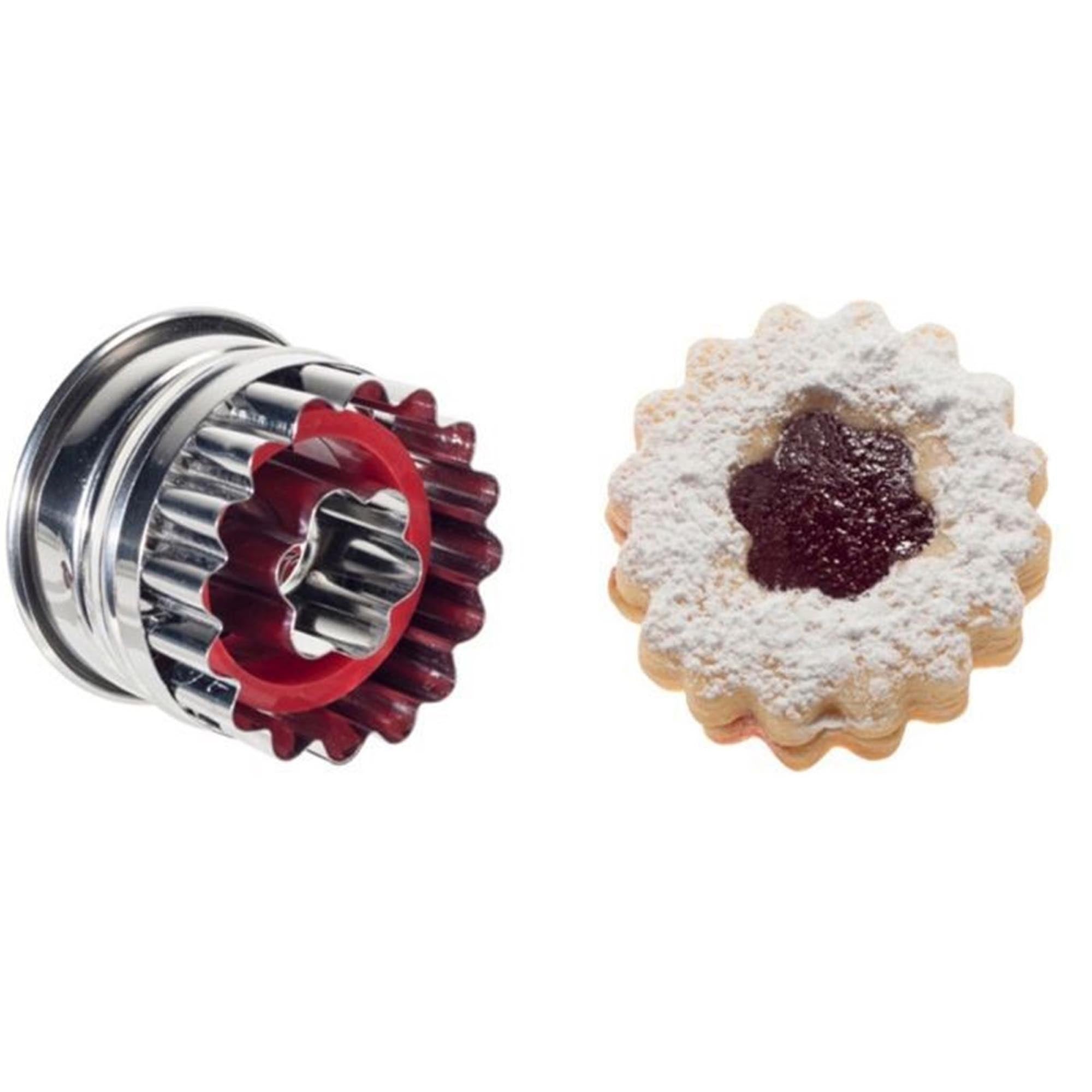 Linzer-Ausstechform Rosette von Westmark, 5 cm groß, ideal zum Ausstechen von Plätzchen und Keksen, perfekt für kreative Backprojekte.