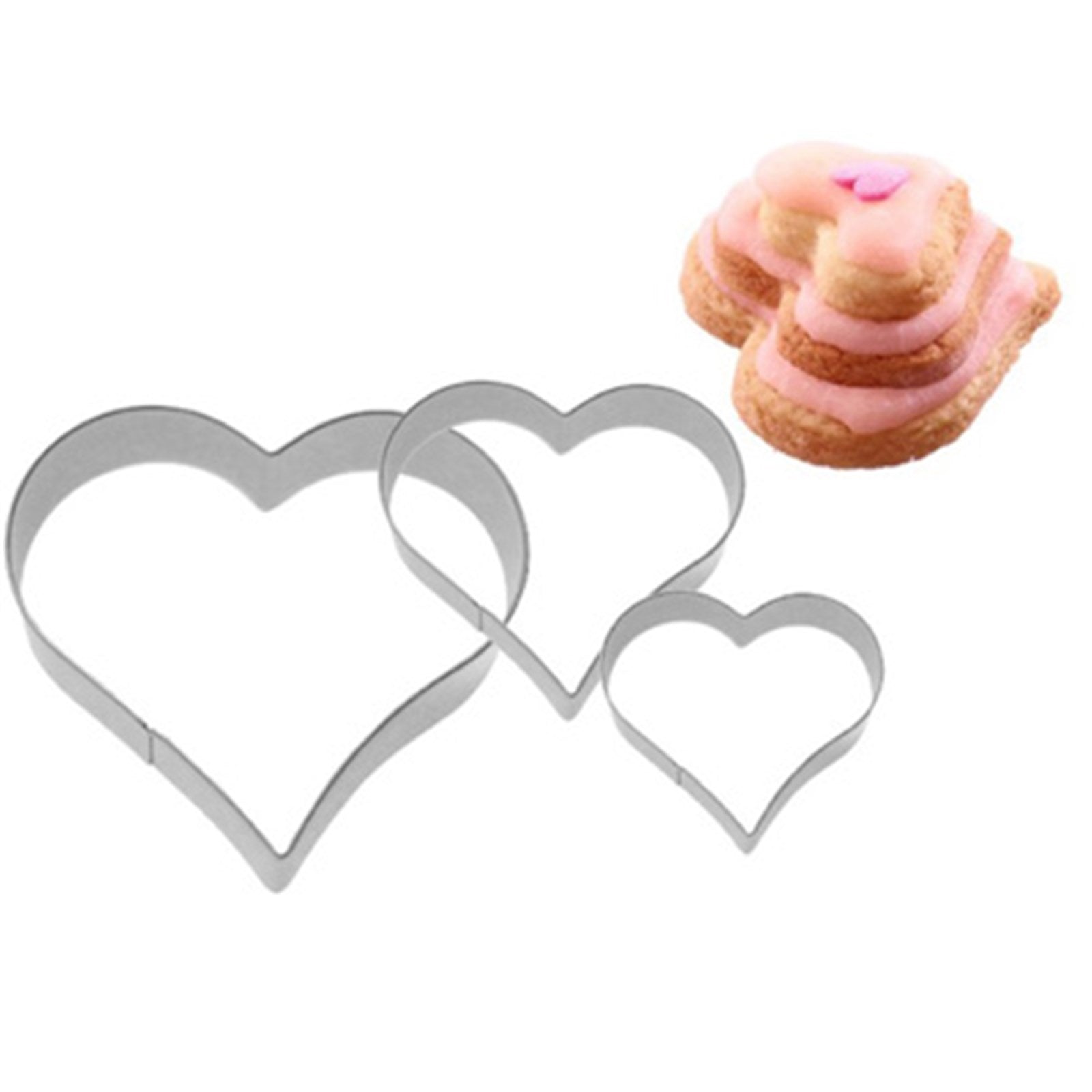 3 Edelstahl-Herz-Ausstecher (2, 3, 4 cm) von Westmark, perfekt für Backen und Dekoration, ideal für kreative und liebevolle Designs.