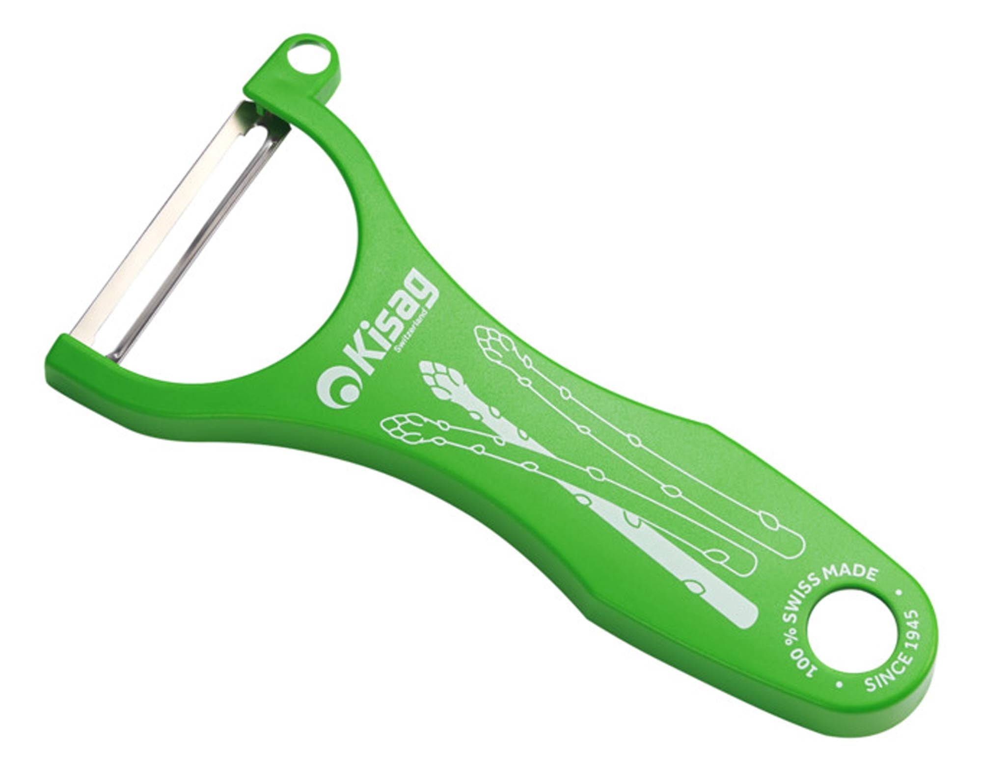 Entdecken Sie den KISAG Spargelschäler in grün – der perfekte Küchenhelfer für müheloses, präzises Schälen von Spargel und Gemüse. Ergonomisch, langlebig und leicht!