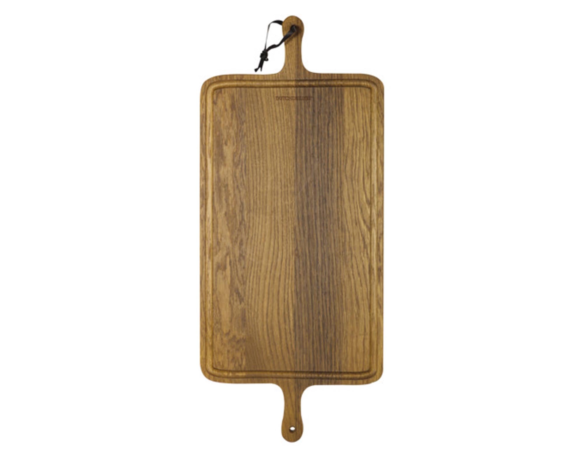 Hochwertiges DUTCHDELUXES Eichenholz Schneidbrett, rund, 60 cm, antibakteriell, langlebig, ideal zum Schneiden und Servieren.