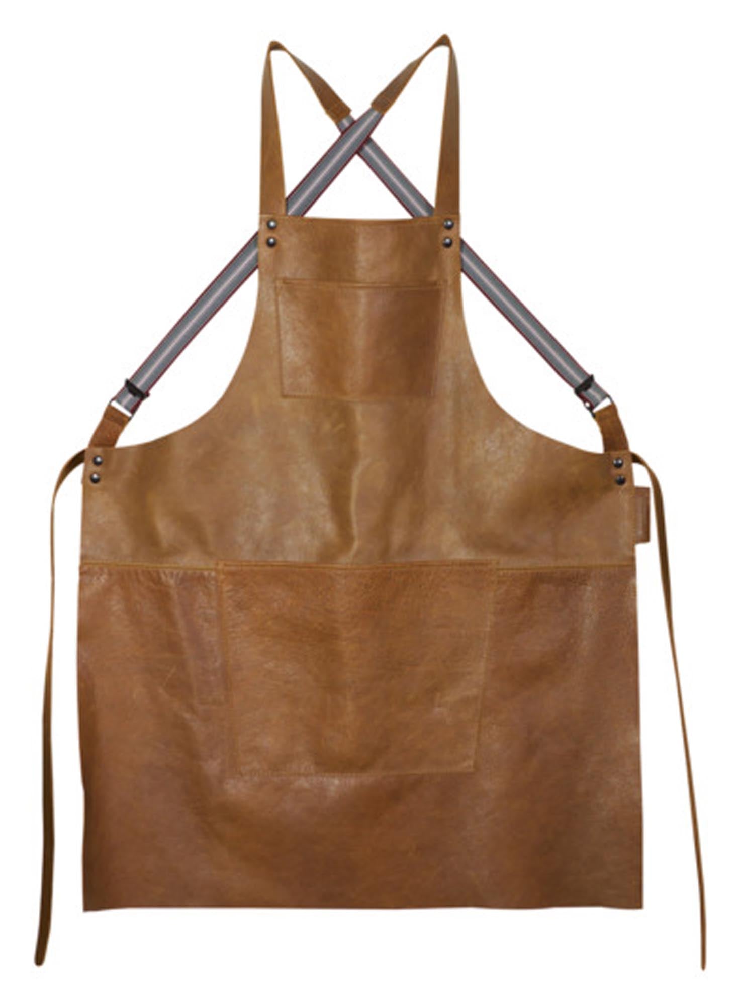 Erleben Sie die elegante Leder-Schürze mit Hosenträgern von DUTCHDELUXES – ideal für stilvolles Kochen und Grillen, praktisch und robust!