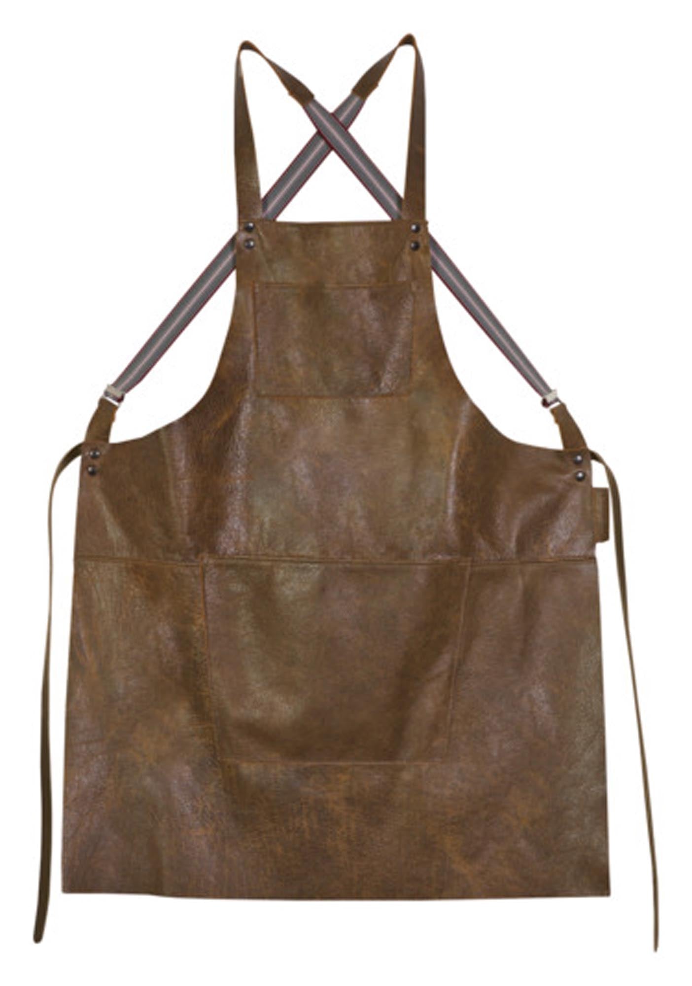 Erleben Sie die elegante Leder-Schürze mit Hosenträgern von DUTCHDELUXES – ideal für stilvolle Küchenabenteuer und optimalen Schutz!