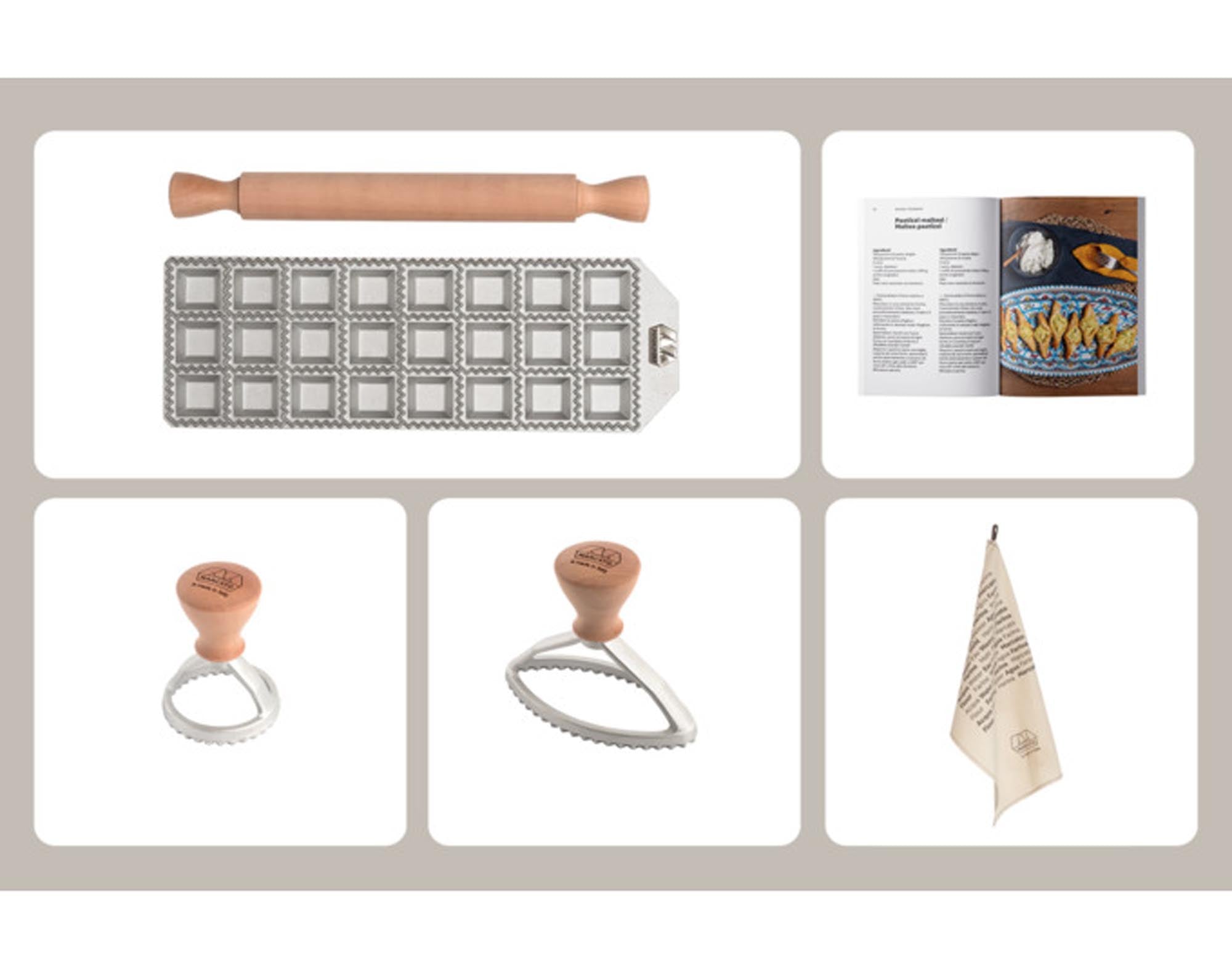 MARCATO Ravioli Set: Perfekte Ravioli mit langlebigem Aluminium, ergonomischem Design und kreativen Füllungen. Ideal für Kochbegeisterte!