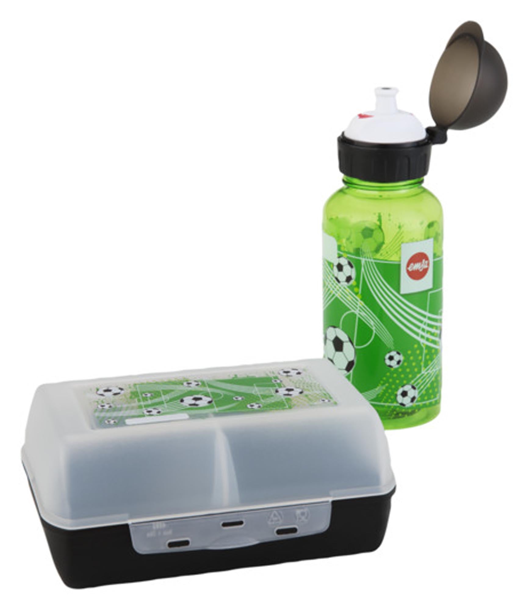 Entdecke die EMSA Trinkflasche und Dose Kids Set Fussball – ideal für kleine Fussballfans! BPA-frei, umweltfreundlich und im coolen Fussball-Design.