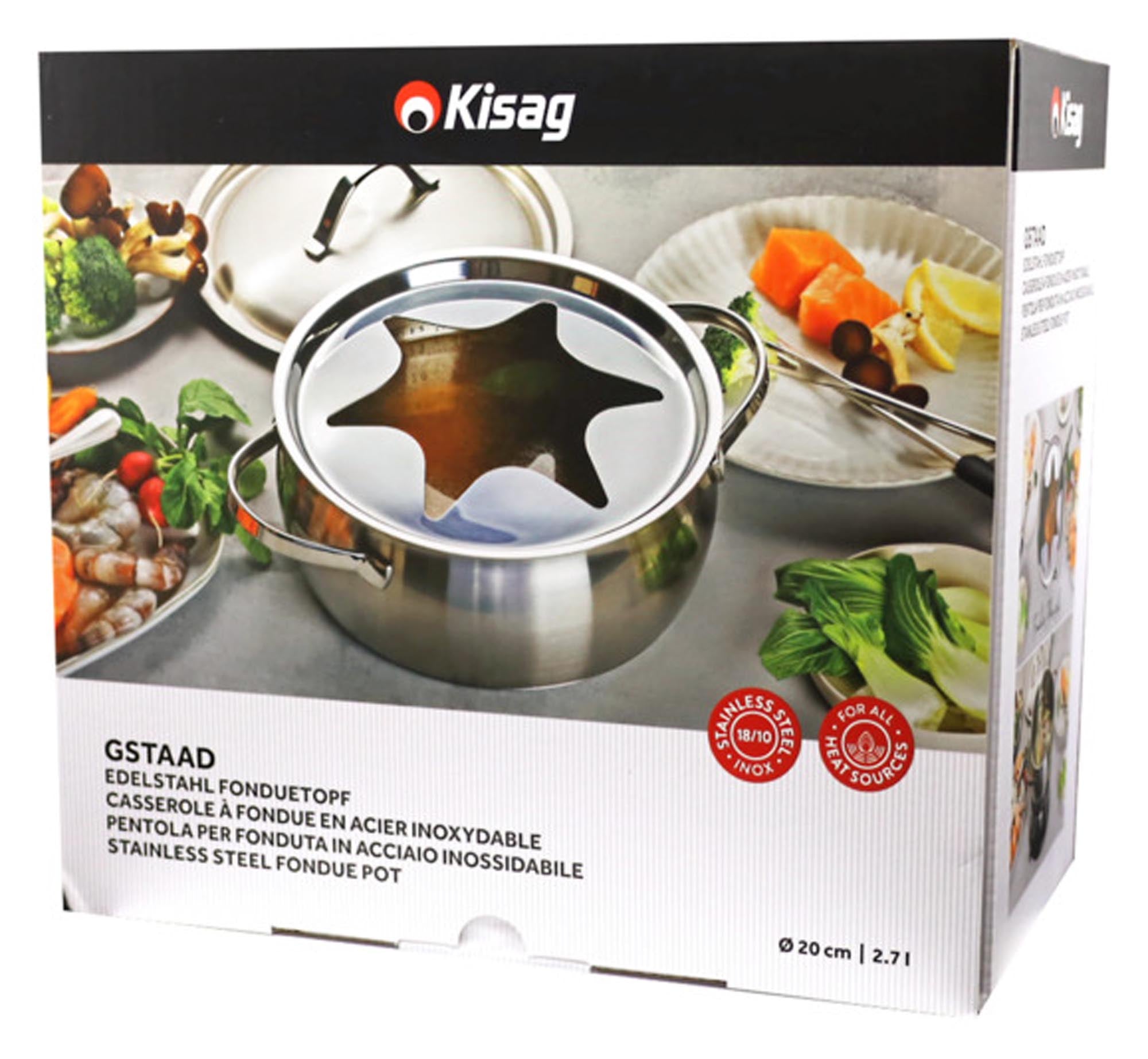 Eleganter KISAG Bourguignonnetopf ø 20 cm: Perfekt für Fondue & Raclette, mit Antihaftbeschichtung & ergonomischen Griffen.